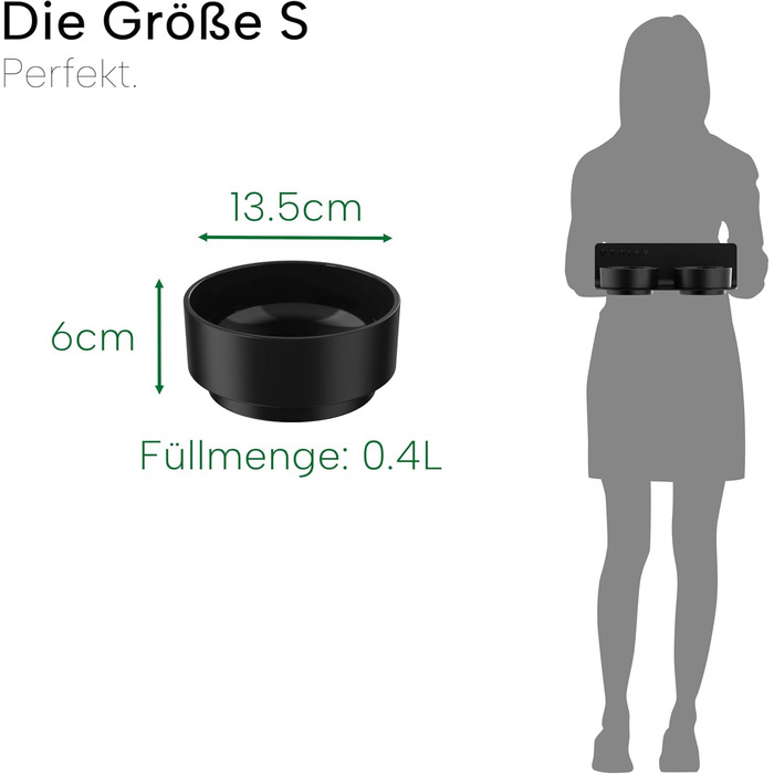 Миска для собак Draiax ElegantFeed M з кераміки – чорна, з матовим зовнішнім та блискучим внутрішнім покриттям