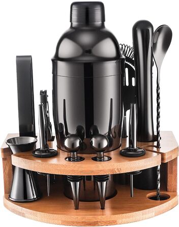 Набір шейкер для коктейлів Barkeeper Set, професійний набір барного інвентарю з нержавіючої сталі, чорний