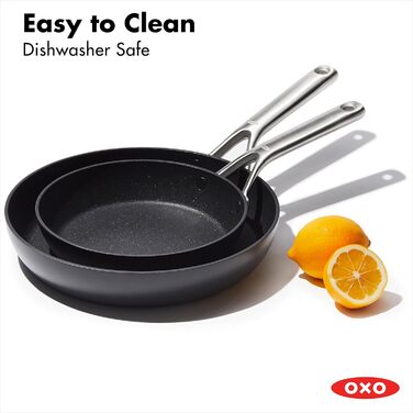 Набір сковорідок OXO Pro Professional Ceramic Non-Stick, 2 шт., 20.3 см та 25.4 см, чорний