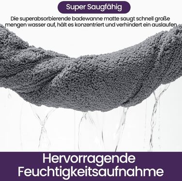 Килимок для ванної кімнати DEXI: м'який, неслизький, пральний, 60 x 110 см, білий/темно-сірий