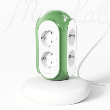 Сетевий фільтр-башня MiaoLab на 6 розеток з вимикачем, захистом від перенапруги та перевантаження, 3680Вт/16А, кабель 2м, вогнетривкий корпус (колір Normandiegrün)