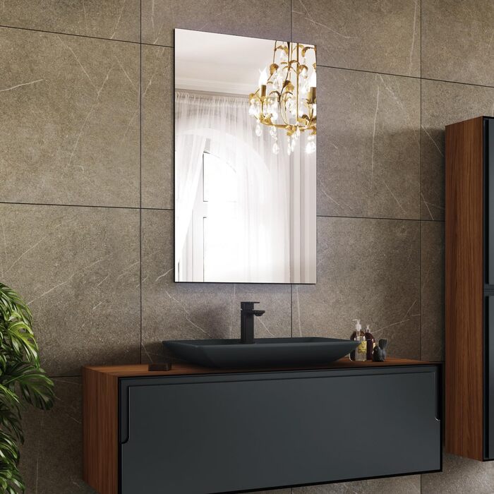 Дзеркало настінне прямокутне 40x60 см без рами, сучасне для ванної кімнати, HD скляне дзеркало