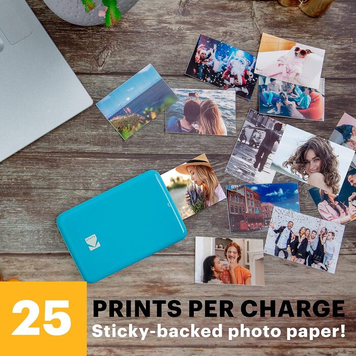 Фотодрук KODAK Step: Портативний міні-принтер для фото з телефону - Bluetooth, iOS & Android, 2x3” фото на Zink, блакитний