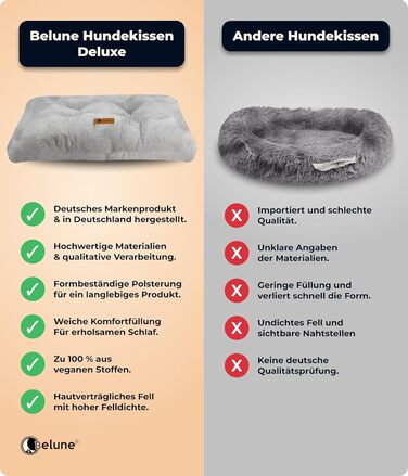 Belune® Делюкс подушка для собак [Світло-сірий, L (130x80x15 см)] - миється, ліжко для великих собак, подушка для собак великих порід світло-сіра L (130x80x15 см)