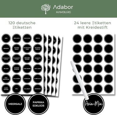 Стильна бамбукова полиця для спецій Adabor - органайзер з 27 скляними баночками, кришками та 144 етикетками