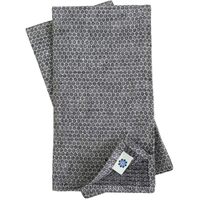 Linen & Cotton Schön Edel 4 x Cloth Napkins Honeycomb - 100% Linen, Black Beige Gray (47 x 47cm) Napkins Fabric Linen Napkins Table Decoration for Wedding Party Catering Christmas
