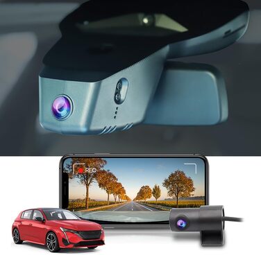 Відеореєстратор Fitcamx 4K для Peugeot 308 (2021-2025) з 64GB картою. OEM камера, WiFi, G-сенсор, WDR, Plug & Play