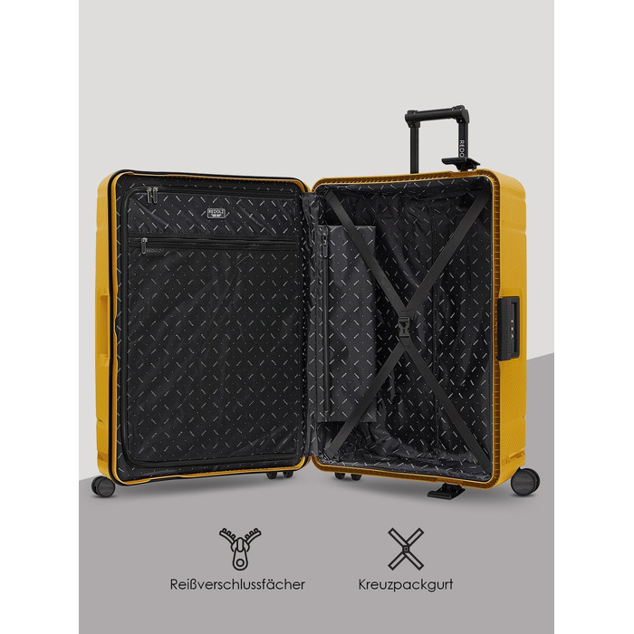 Набір валіз REDOLZ Hartschalen 3-х частинний (Dark Yellow) з TSA-замком | З поліпропілену, 4 колеса, система 3-х точок | Для жінок та чоловіків (Essentials 15)
