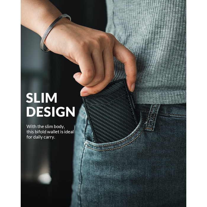 Кредитне портмоне VULKIT з RFID захистом, шкіряне, автоматична висувна картка, для карток та нотаток, чорне