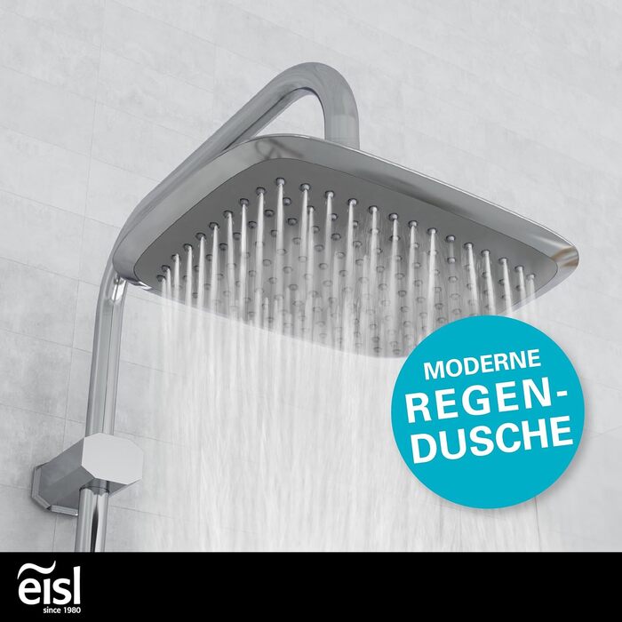 Душовий комплект EISL EASY FRESH 2 в 1 без змішувача, велика тропічна лійка 250x200 мм і ручний душ, монтажний набір, хром