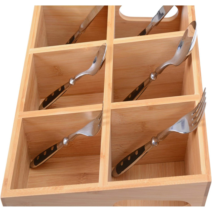 GRÄWE Bamboo Cutlery Holder with 6 Compartments