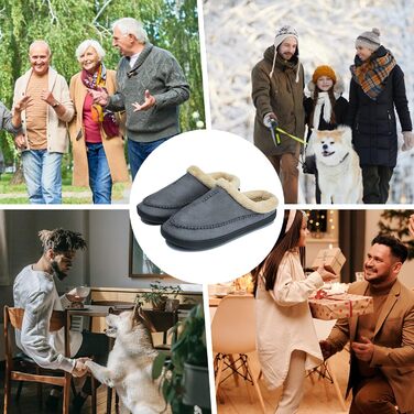 Тапочки чоловічі Miqieer з піною пам'яті, теплі зимові плюшеві домашні тапочки (45/46 EU, 570 Blaugrau)