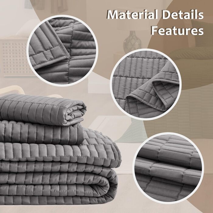 Комплект постільної білизни EXQ для двоспального ліжка (Queen Size), сірий, 3-частини, мікрофібра, легка та м'яка ковдра, сучасний стиль, підходить для всіх сезонів (1 ковдра, 2 наволочки)