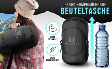 Спальний мішок WALDNER Daunenschlafsack Ultraleicht - ультралегкий, 4 сезони, 800г пуху, 600FP, для кемпінгу та відпочинку на природі (до 200см)
