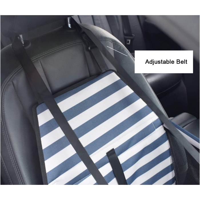 Автомобільний чохол на сидіння для собак та котів, дихаючий, водонепроникний, з безпечною шлейкою, блакитний у смужку