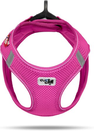 Шлейка для собак з кільцем D-Ring Curli, чорна, розмір 3XS, фуксія