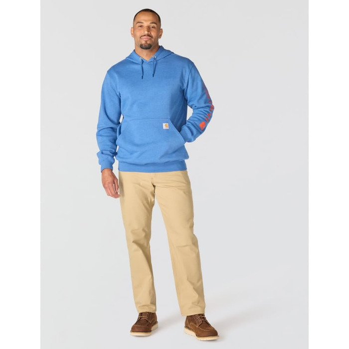 Чоловічий худі Carhartt Midweight з логотипом на рукаві, темно-блакитний (Dark Tranquil Blue Heather), розмір M