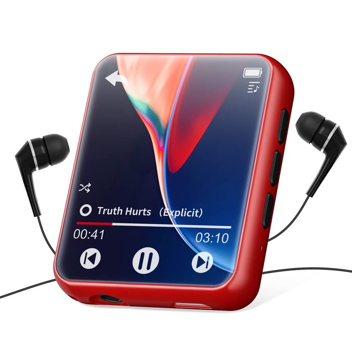 MP3 плеєр 32GB Bluetooth 5.0 з сенсорним екраном, HiFi, радіо, диктофон (червоний)