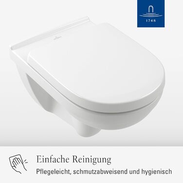 Сидіння для унітаза Villeroy & Boch O.novo з мікроліфтом (м'яке закриття), Duroplast, D-подібне, колір білий альпійський глянець