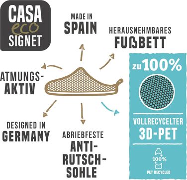 Домашні капці Purosteps Fieltro-Casa-Eco: Екологічні тапочки з переробленого PET (Іспанія), чорно-бірюзові, розмір 44 EU, унісекс, преміум-якість
