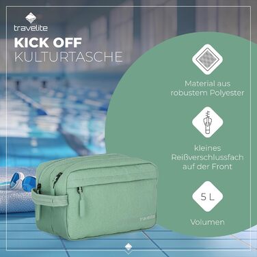 Косметичка для ручної поклажі Travelite Kick Off: практична культбагаж для подорожей та спорту, 26 см, 5 л, сірий (антрацит)