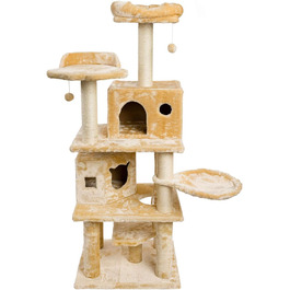 Кігтеточка для котів JAMAXX Premium XXL, H165 см, стабільна, 9 стовбурів, плюш, PCT6006, бежевий