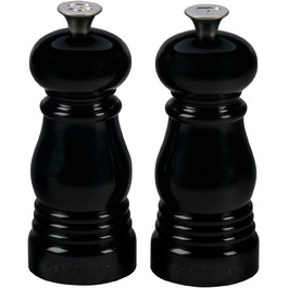 Набір для спецій Le Creuset Kleines Mühlenset: солянка та перечниця, ABS-пластик, 5x5x12.1 см, керамічний млин, чорний, 96002500140000, блискучий чорний