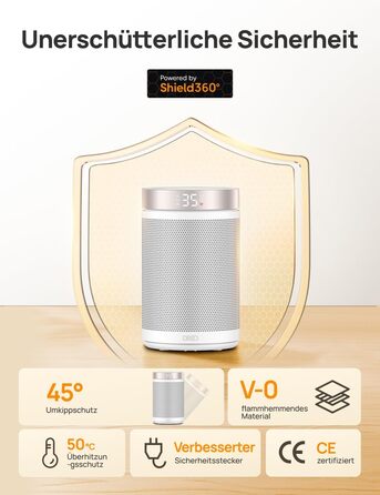 Електричний обігрівач Dreo Atom 316: тихий, 1500W, PTC кераміка, термостат, захист від перегріву та перекидання, таймер 12 годин | Обігрівач для спальні та кімнати