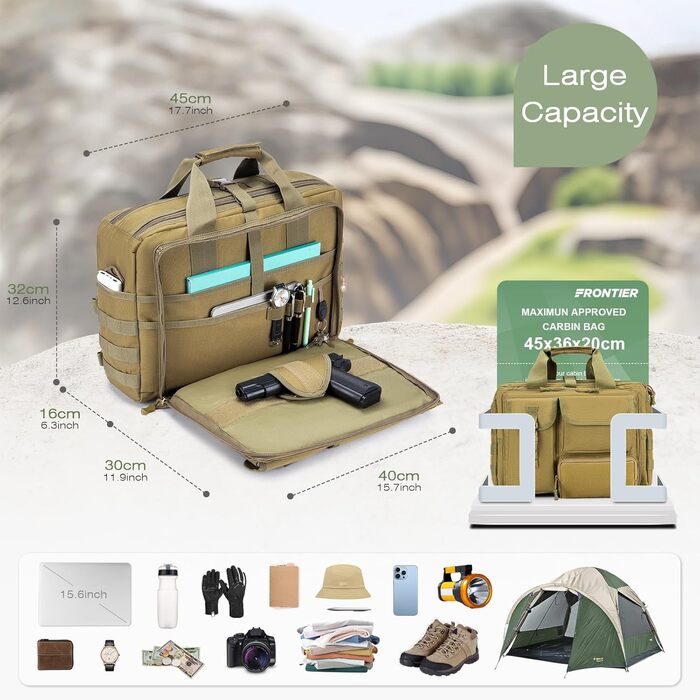 SPAHER Work Bag for Men Laptop Bag 14/15.6/17.3 Inch Messenger Bag Pilot Bag Briefcase Men Tactical Bag Military Bag Carry Bag Shoulder Bag for Men