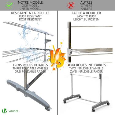 Сушарка для білизни VOUNOT Turm - турнічна сушарка з нержавіючої сталі, 23м довжини, 3 рівні