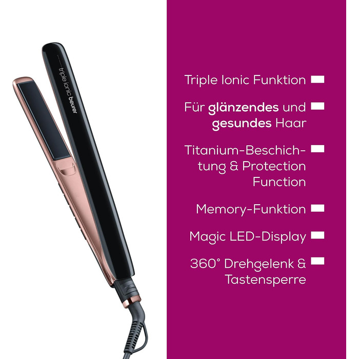 Випрямляч для волосся Beurer HS 60 з іонізацією та керамічним покриттям