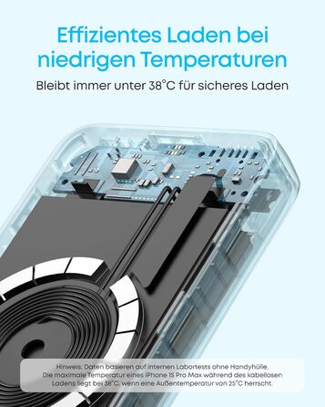 Anker Zolo Powerbank магнітна, 10000mAh, 30W, бездротова зарядка, для iPhone 17/16/15, AirPods та інших пристроїв (Блакитний)