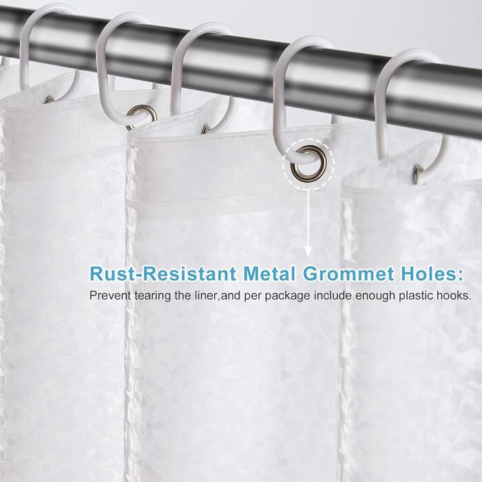 Шторка для душу Furlinic Anti-Schimmel, водовідштовхувальна, прозора, EVA, 120x180 см, 3D ефект, 8 люверсів, оздоблений камінням