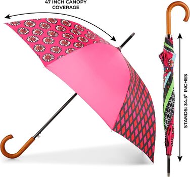 Еко-парасолька Totes з дерев'яною ручкою, чорно-сіро-помаранчевий смугастий дизайн, універсальний розмір (з перероблених матеріалів)