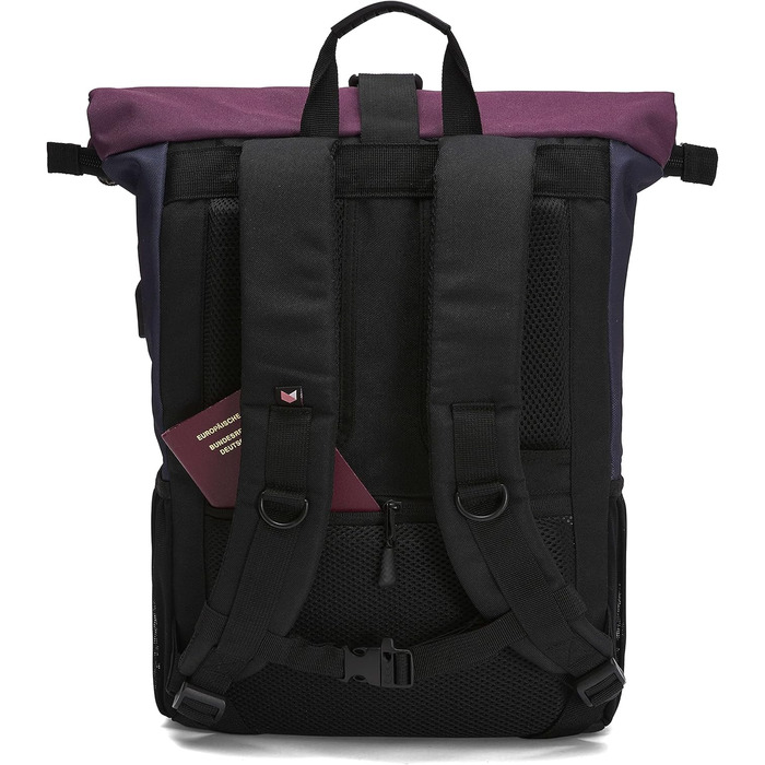 Жіночий рюкзак Ela Mo Rolltop: антикрадійний, для ноутбука, школа, університет, бізнес (Berry)