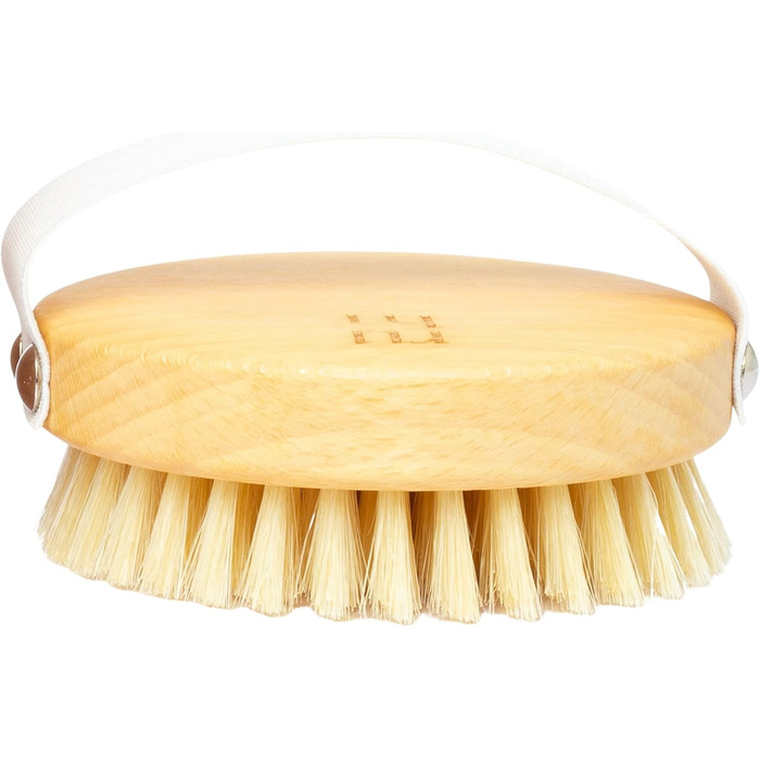 RUHI Body Brush Round - 100% Natural Bristles - Made in Germany / FSC-Certified Beechwood / Plastic-Free / For Dry Brushing Massage (dry brush) / Lymphatic Drainage Against Cellulite