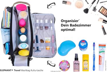 Туалетна сумка-органайзер для подорожей Elephant: велика, водонепроникна, сіро-бірюзова