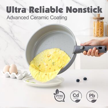 Набір посуду SENSARTE з керамічним покриттям (17 предметів) - антипригарне покриття, для всіх плит, безпечний, миється в посудомийній машині, можна використовувати в духовці