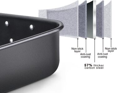 Форма для запікання LS Kitchen - Гратен для лазаньї з ручками, сталева жароміцна форма з антипригарним покриттям, набір 2 шт.