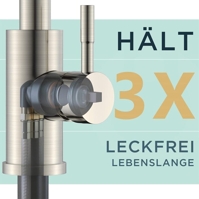 Змішувач кухонний FORIOUS з висувною лійкою та душем, 360° обертання, 2 режими, нержавіюча сталь