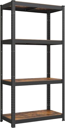 SONGMICS 4-Tier Adjustable Stand/Book/Storage Shelf - Vintage Brown & Black