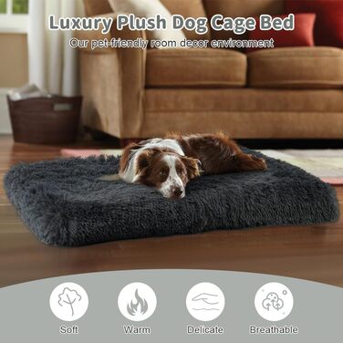 М'яке ліжко для собак та котів Aomig: квадратне, плюшеве, 75x50x8 см, сірий колір