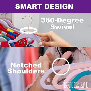 Плечики для одягу MIZGI з велюру (30 шт.), міцні, неслизькі, чорні, з гачками кольору міді/рожевого золота, економія місця