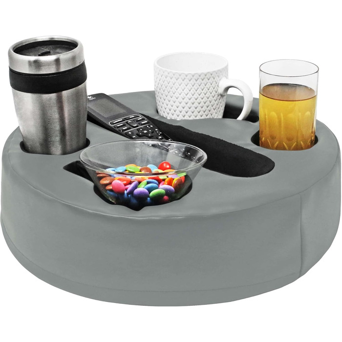 Sofa-Buddy Practical Couch Cup Holder, Couch Coaster, Sofa Cup Holder - The perfect couch accessory (Big-Leather-Grey)