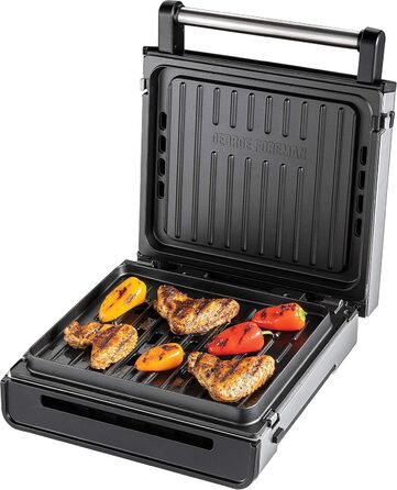 George Foreman Smokeless Grill - Indoor BBQ with Adjustable Temperature & Dishwasher-Safe Grill Plate
