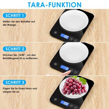 Кухонні ваги Gaethra: цифрові, 15 кг, точність 1 г, з функцією тарування, для продуктів, з батарейками