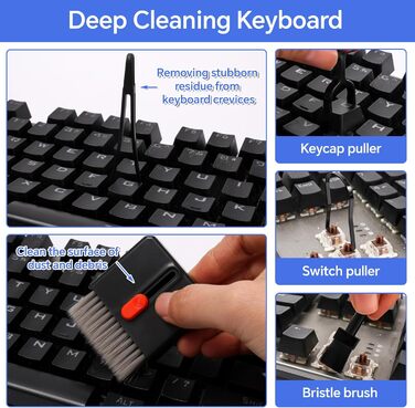 Набір для чищення електроніки 32 в 1 з щіткою. Багатофункціональне приладдя для Airpods, клавіатур, ноутбуків, телефонів, навушників (чорний)