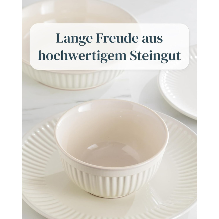 Набір чашок з кераміки Steingut Hygge для 6 осіб, бежевий колір. Стильний чайний та кавовий набір, TESTSIEGER