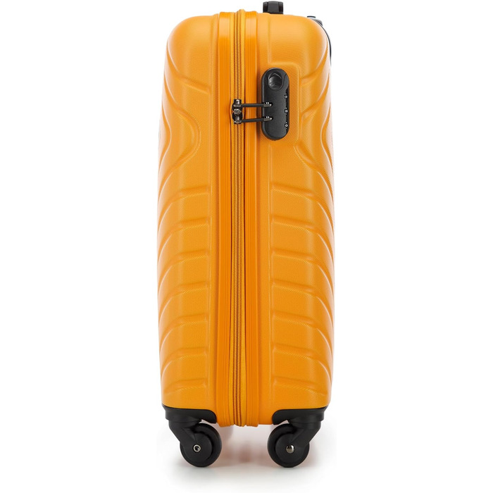 Набір валіз WITTCHEN Cube Line (S+M+L) з ABS, геометричним тисненням, 4 колесами, телескопічною ручкою та комбінаційним замком (Оранжевий, ручна поклажа)