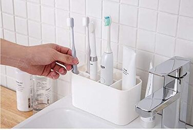 Автоматичний диспенсер зубної пасти та тримач для зубних щіток MHTECH - комплект з 2 пресовальників пасти, 4 стаканів та місцем для 5 щіток. Підходить для всіх типів щіток, настінний монтаж